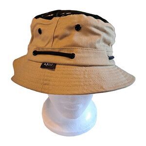 THC The Hideout Clothing Octagon Denim Bucket Hat PVC Brown Tan Khaki NWT New!